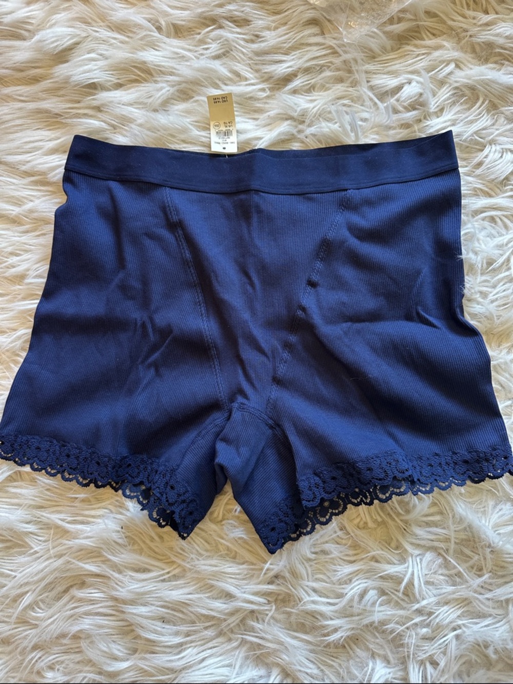 aerie Navy Seamless Lace Trim Boxer Briefs